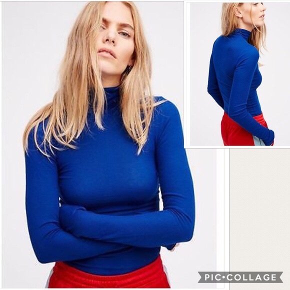 Free People OB538697 Modern Cuff Layering Turtleneck Top in Dark Blue Free People OB538697 Modern Cuff Layering Turtleneck Top in Dark Blue